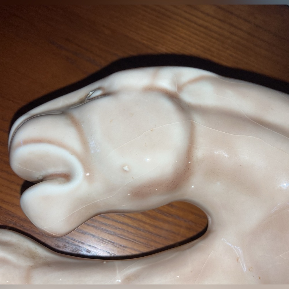 RARE 1950’s CERAMIC BEIGE PANTHER CAT TV MID CENTURY MODERN LAMP - Picture 9 of 16